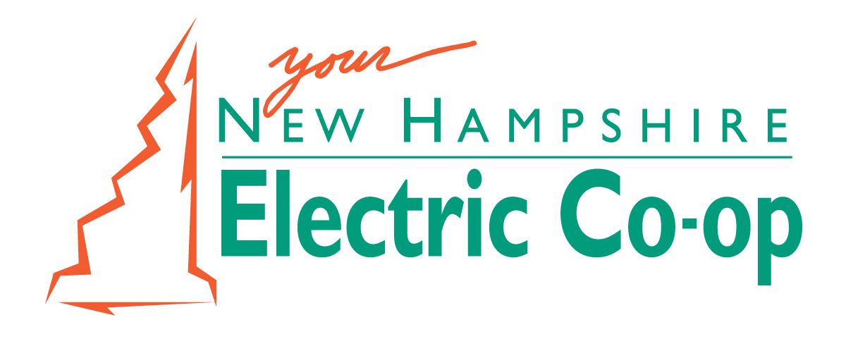 Orange outline of state of New Hampshire with New Hampshire Electric Co-op in green