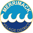 Merrimack Village District logo of a circle that is half light blue on top and dark blue on bottom separated by white waves.